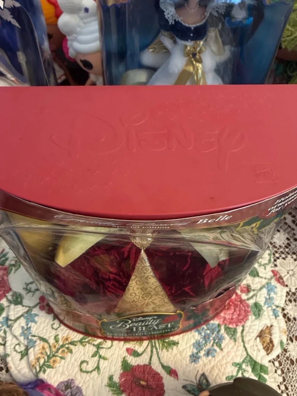 Disney Beauty and the Beast Belle Doll - Red & Gold Holiday Gown
